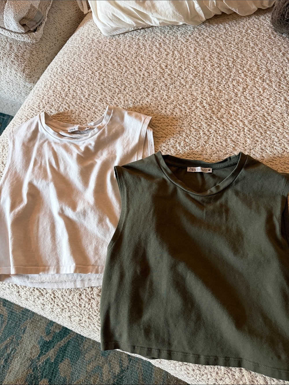 Zara Kids Sleeveless Tank Duo - Olive & White